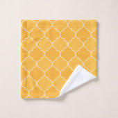 Oranje en wit Marokkaans Trellis Quatrefoil Bad Handdoek (Wasdoekje)