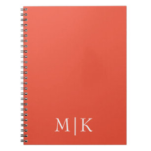 Oranje en Wit Modern Monogram Notitieboek