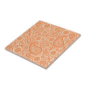 Oranje en wit  Paisley Damask Pattern Tegeltje (Zijkant)