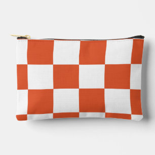 Oranje en wit schaakbordpatroon etui