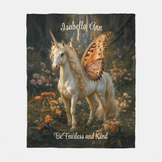  Oranje en wit sprookje Pegasus Fleece Deken (Voorkant)