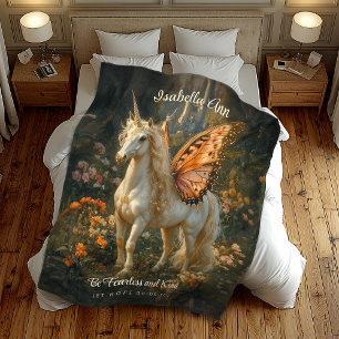  Oranje en wit sprookje Pegasus Fleece Deken