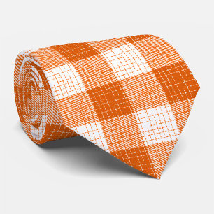 Oranje en wit vetgedrukt geruit ontwerp stropdas