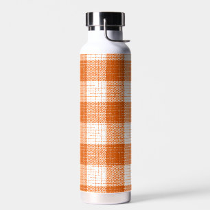 Oranje en wit, vetgedrukt geruit ontwerp waterfles