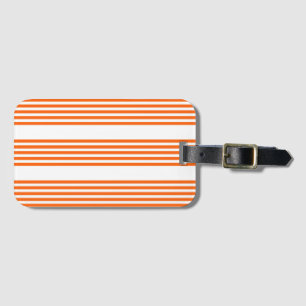 Oranje en wit vijf strepen patroon bagagelabel