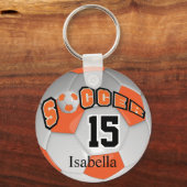 Oranje en wit Voetbal Sleutelhanger (Voorkant)