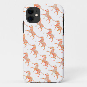 Oranje en wit Zebra Silhouette iPhone 11 Hoesje