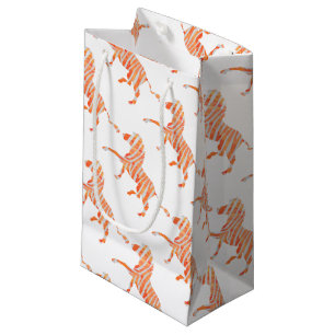 Oranje en wit Zebra Silhouette Klein Cadeauzakje