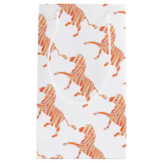 Oranje en wit Zebra Silhouette Klein Cadeauzakje (Voorkant)