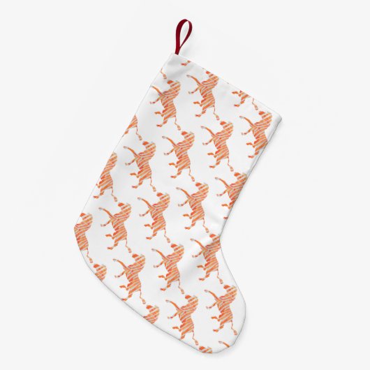 Oranje en wit Zebra Silhouette Kleine Kerstsok (Voorkant (Hangend))