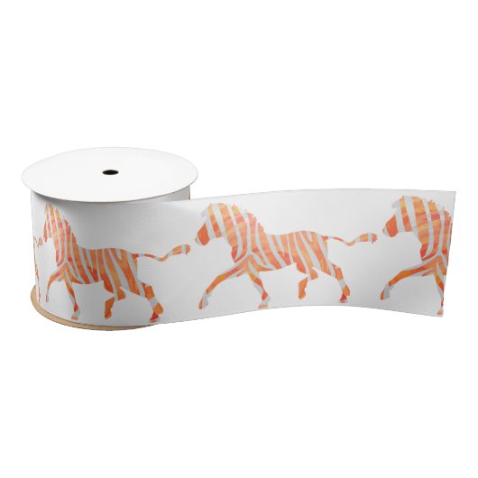 Oranje en wit Zebra Silhouette Lint (Spoel)