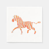 Oranje en wit Zebra Silhouette Servet (Voorkant)