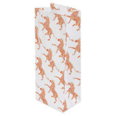 Oranje en wit Zebra Silhouette Wijn Cadeautas (Achterkant Gekanteld)