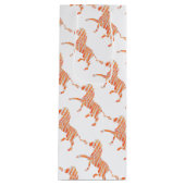Oranje en wit Zebra Silhouette Wijn Cadeautas (Voorkant)