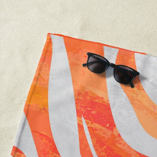 Oranje en wit Zebra Strandlaken (In situ)