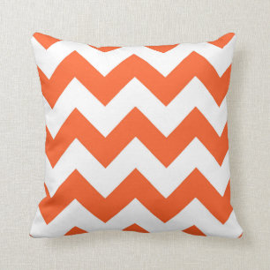 Oranje en wit Zigzag Stripes Decoratief Kussen