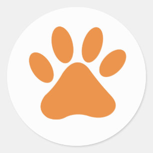 Oranje en witte afdrukken van snijwanden ronde sticker