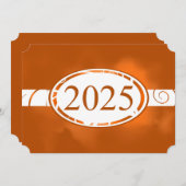 Oranje en witte bloemen Button 2025 Kaart (Voorkant / Achterkant)