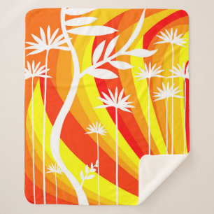 Oranje en witte botanische illustratie sherpa deken