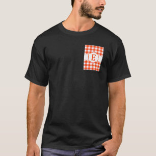 Oranje en witte buffelplaat monogrammatica-brief t-shirt