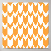 Oranje en witte Chevron Pattern. Poster (Voorkant)