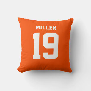 Oranje en witte dubbelzijdige sport jersey kussen