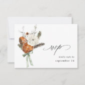 Oranje en witte Floral met RSVP (Voorkant)