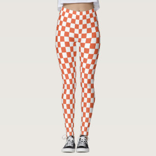 Oranje en Witte Gecontroleerde Spandex-Leggings Leggings