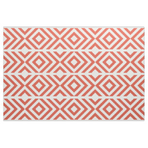 Oranje en Witte Geometrische Chevrons en Diamanten Stof