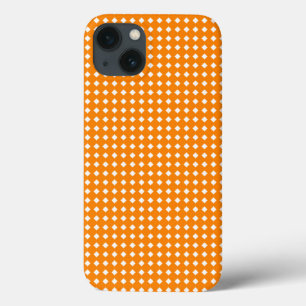 Oranje en witte geometrische ruitpatroon iPhone 13 hoesje