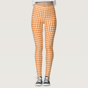 Oranje en witte gingham geruit Halloween Leggings