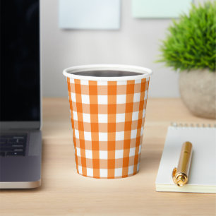 Oranje en witte gingham geruit Halloween Papieren Bekers