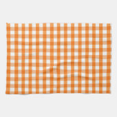 Oranje en witte gingham geruit Halloween Theedoek (Horizontaal)