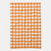 Oranje en witte gingham geruit Halloween Theedoek (Verticaal)