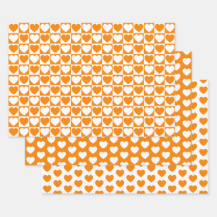 Oranje en witte harten inpakpapier vel