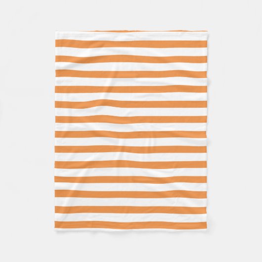Oranje en witte horizontale streep fleece deken (Voorkant)