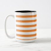 Oranje en witte horizontale streep tweekleurige koffiemok (Links)