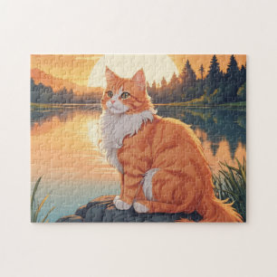 Oranje en Witte Kat Legpuzzel