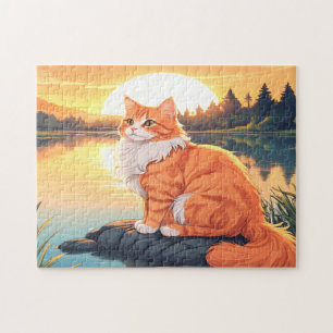 Oranje en Witte Kat Legpuzzel