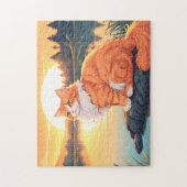 Oranje en Witte Kat Legpuzzel (Verticaal)