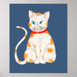 Oranje en witte kat Poster