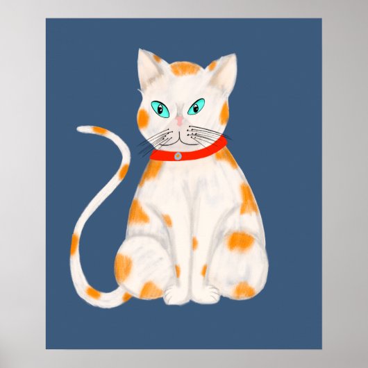 Oranje en witte kat Poster (Voorkant)