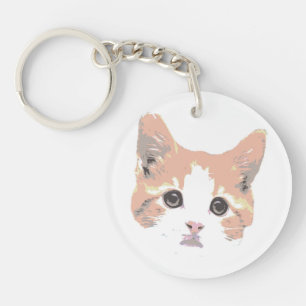 Oranje en witte kat sleutelhanger