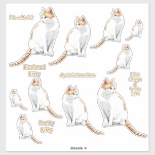 Oranje en witte katten Lg Sticker Set
