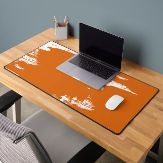 Oranje en Witte Krachtige Verf Spat Kunst Bureaumat