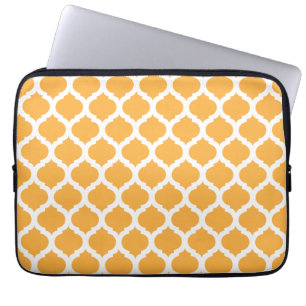 Oranje en witte Marokkaanse laptophoes Laptop Sleeve
