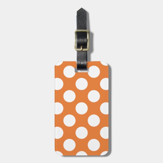 Oranje en witte poka Dots Bagagelabel (Voorkant verticaal)