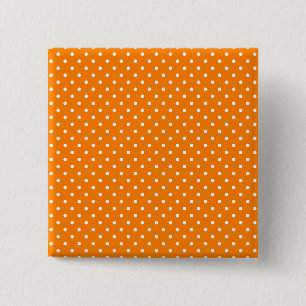 Oranje en witte poka Dots Vierkante Button 5,1 Cm