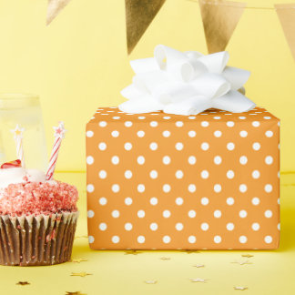 Oranje en witte polka stippen cadeaupapier