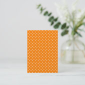 Oranje en witte polka stippen visitekaartje (Staand voorkant)